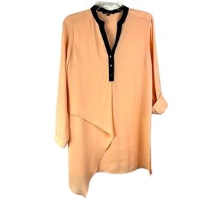 Relativity midi dress roll tab sleeves asymmetric hem Sz M